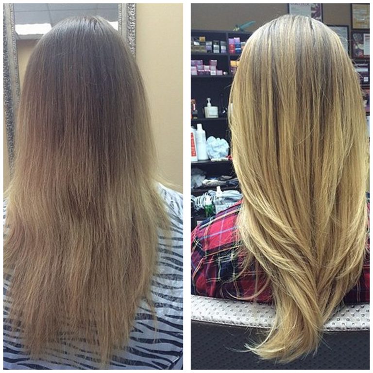 Осветление русых волос на 2 тона фото до и после