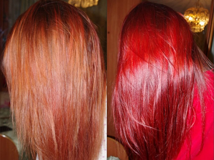 Какой получится цвет волос если их покрасить красным тоником