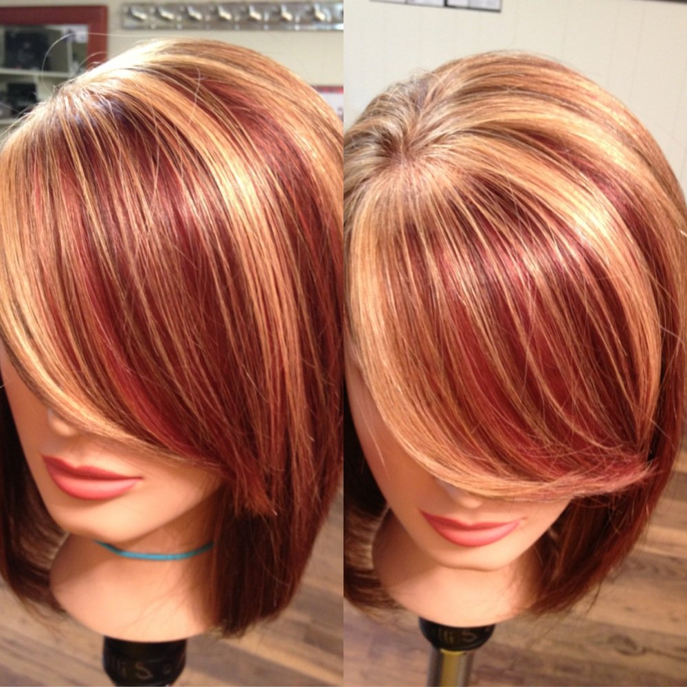 Фото колорирование волос в два цвета средней длины