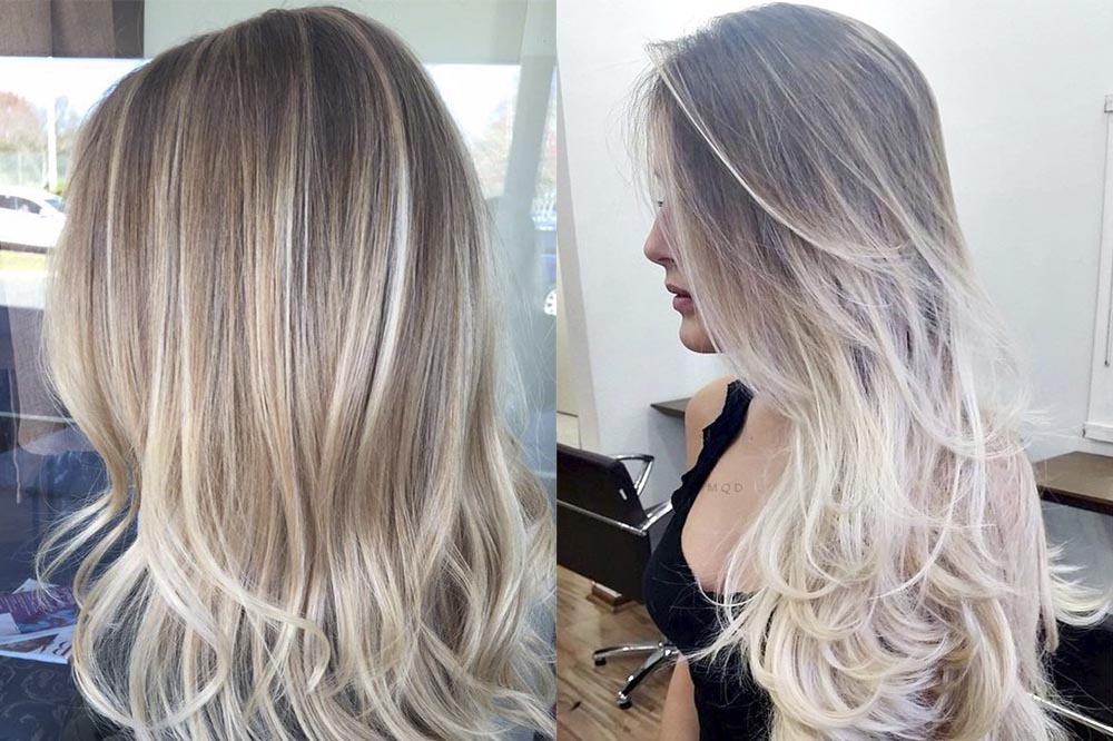 Окраска волос растяжка цвета фото на средние волосы блонд