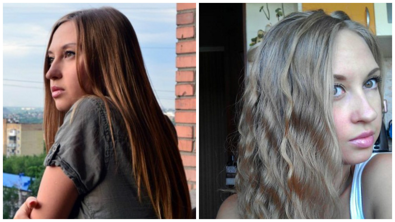 После окраски темно русых волос до и после