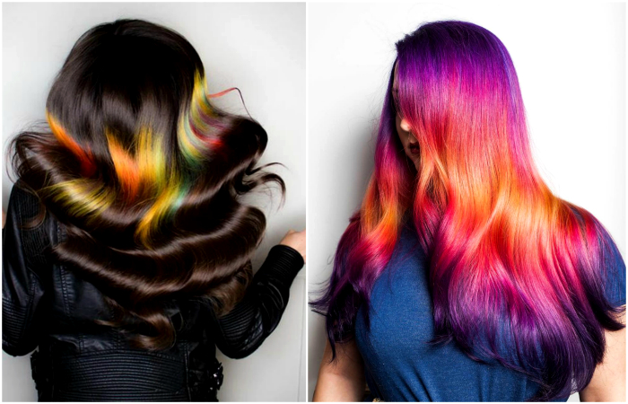 Как называется покраска волос на половину в плавно переходящий цвет