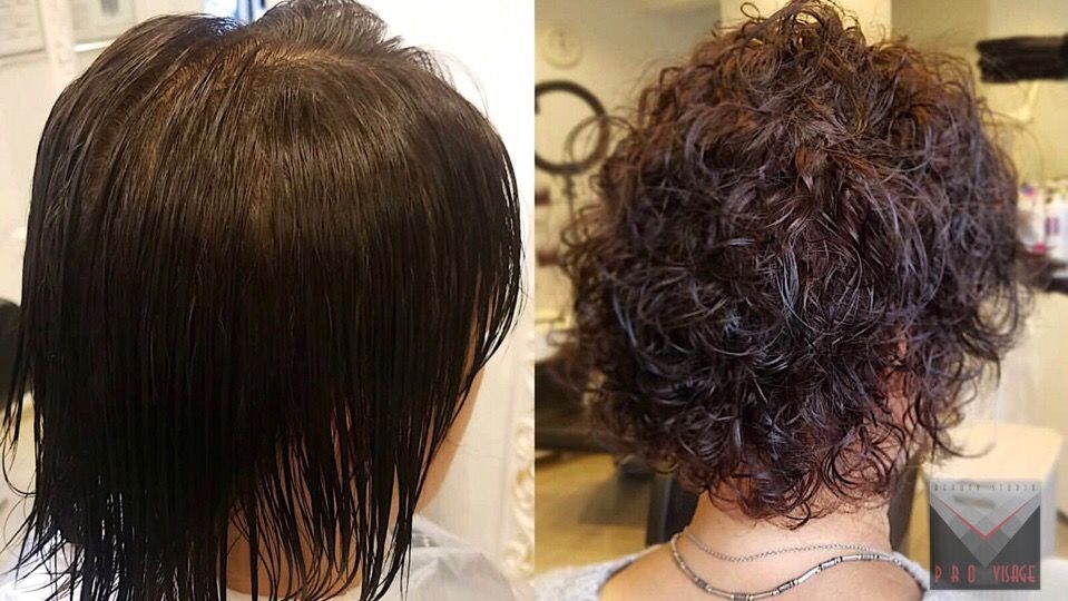 Щадящая завивка на короткие волосы фото до и после