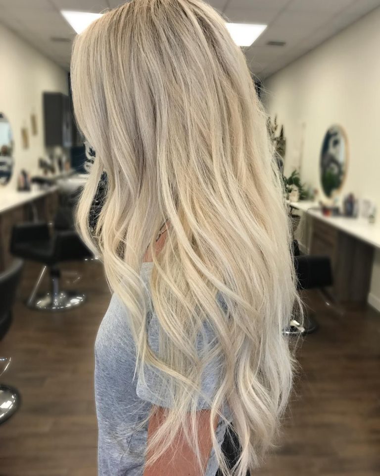 Растяжка волос блонд фото