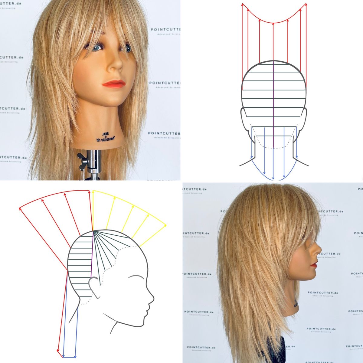 Схема стрижки лесенка на средние волосы